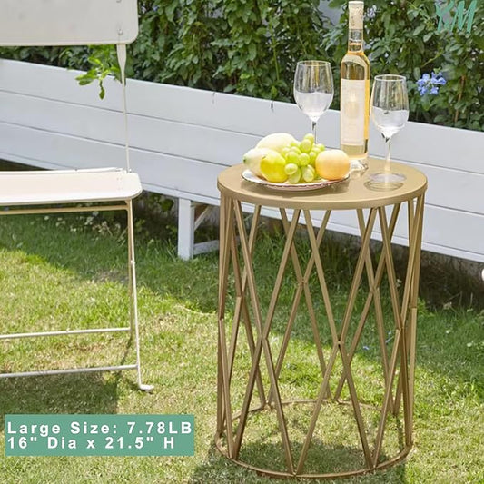 Y&M Nesting Side Table, Set of 3 Stacking Coffee Tables for Living Room End Tables, Outdoor Decorative Garden Stool with Heavy Duty Modern Industrial Decor - Gold (Ship from US)