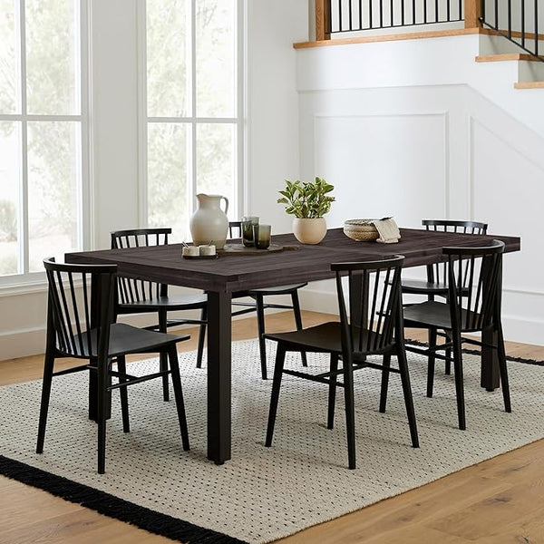 Flamaker Dining Table for 6 FSC Acacia Wood Indoor Outdoor Home Kitchen Table with Iron Legs Large Rectangular Patio - Photo 1