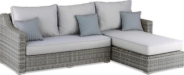 Elle Decor Vallauris Patio Outdoor Furniture Collection, Premium All Weather Wicker, Storage Sectional, Gray - Photo 1