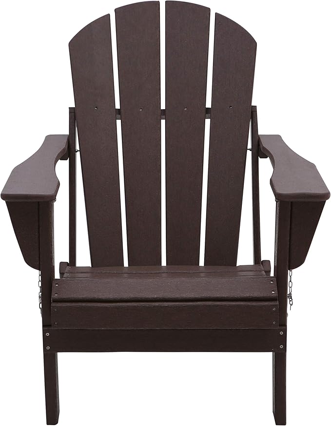 WO WESTIN OUTDOOR HDPE Laguna Outdoor Folding Poly Adirondack Chair, Dark Brown