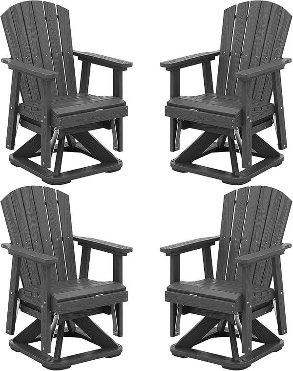 SERWALL Adirondack Swivel Glider Chair, HDPE Glider Set of 4 for Outdoor, All-Weather Glider Chair for Porch, Balcony - Photo 1