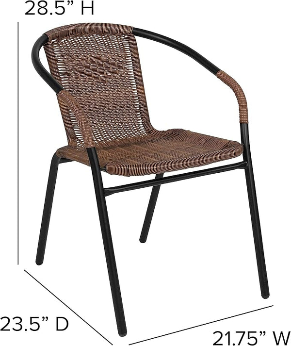 EMMA + OLIVER Set of 2 Modern Rattan Indoor/Outdoor Stack Chairs - Photo 1