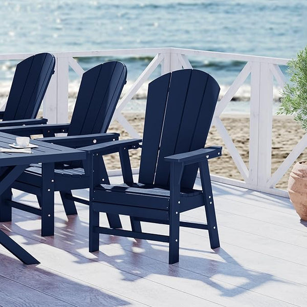 WestinTrends Malibu Outdoor Patio HDPE Plastic Adirondack Dining Chair Navy Blue - Photo 1