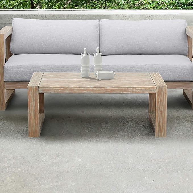 Armen Living LCPRCOLT Paradise Outdoor Light Eucalyptus Wood Coffee Table, Teak