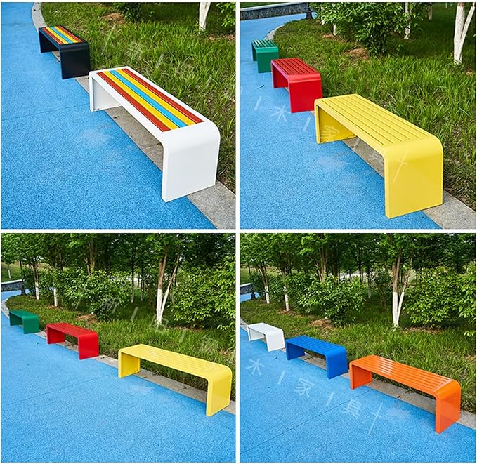 Outdoor Bench Weatherproof, Stainless Steel Metal Garden Bench, Anti-Rust Patio Park Bench for Front Porch, Yard, Lawn, Deck(Metallic,100cm/39in)