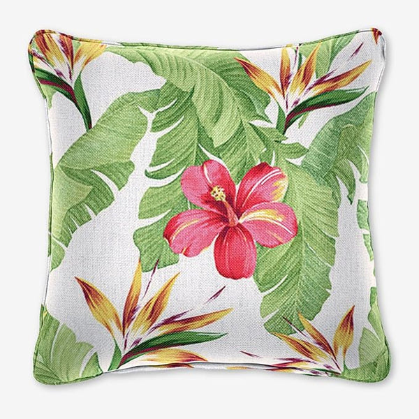 BrylaneHome 16" Square Toss Pillow - Patio & Outdoor - Patio & Outdoor - Water, Stain & Fade Resistant - Hibiscus - Photo 1