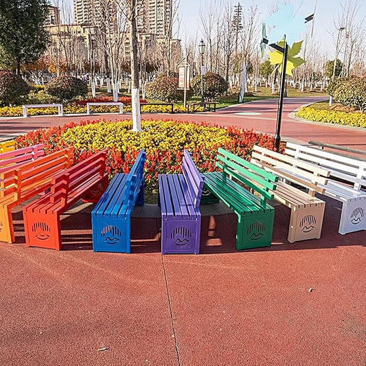 Outdoor Metal Garden Bench, Outdoor Benches Weatherproof with Backrest, Patio Bench for Outside Park, Picnic, Yard, Front Porch, Backyard(Yellow,100cm/39in)