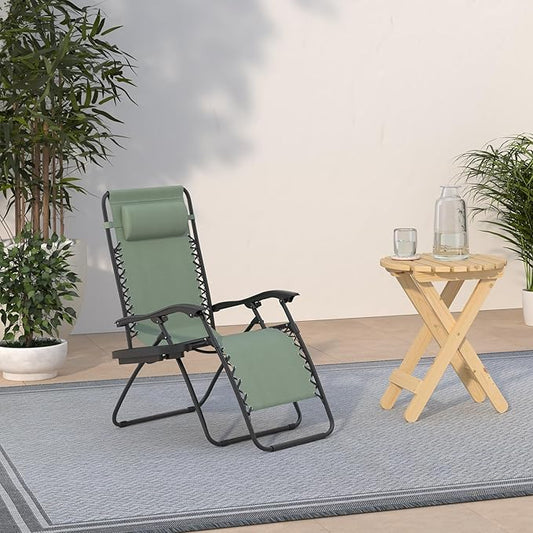 Best Choice Products Set of 2 Adjustable Steel Mesh Zero Gravity Lounge Chair Recliners w/Pillows and Cup Holder Trays - Sage Green