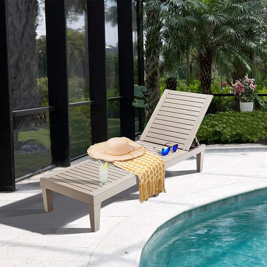 Giantex Set of 2 Outdoor Chaise Lounge Patio Recliner Chair with 5-Position Adjustable Backrest, Weather-Proof & Rust-Resistant Chaise Lounger for Patio, Beach, Balcony, Poolside