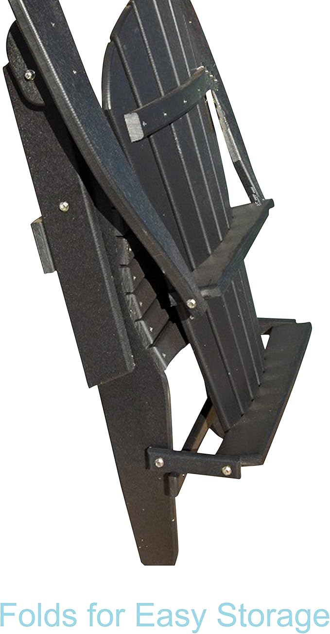 Phat Tommy Foldable Adirondack Chair - Poly Adirondack Chair Folding - HDPE, Heavy Duty, Recycled Plastic - All Weather Outdoor Furniture for Your Deck, Front Porch, or Patio, Black