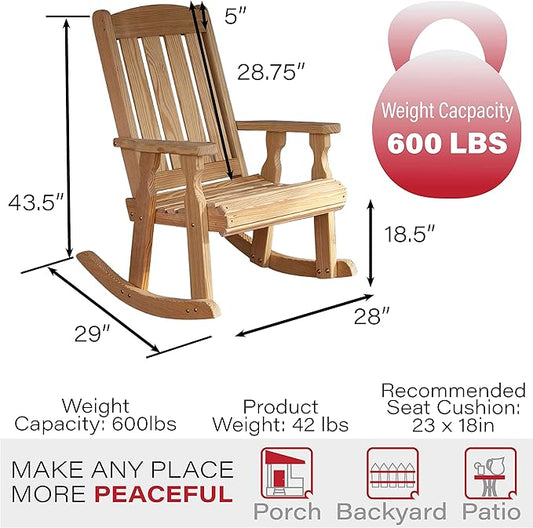 Amish Heavy Duty 600 Lb Mission Pressure Treated Rocking Chair (Unfinished)