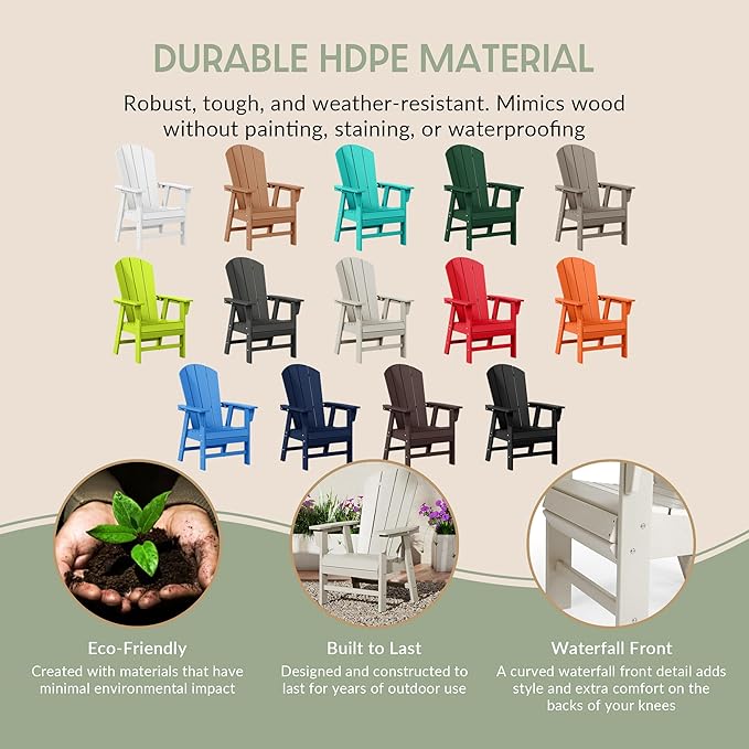 WestinTrends Malibu Outdoor Patio HDPE Plastic Adirondack Dining Chair Sand