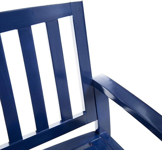 Christopher Knight Home Loja Outdoor Acacia Wood Bench, Pu Navy Blue