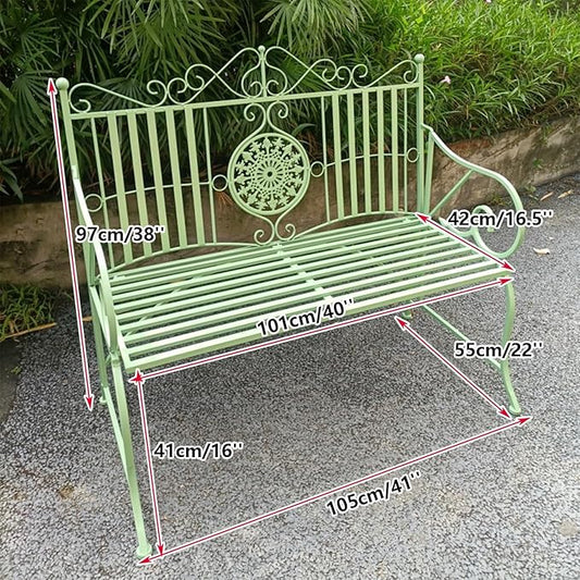 Elegant Metal Garden Bench, Park Benches for Outside Max Load 330 LBS, Vintage Style Outdoor Seating for Patio, Porch, Lawn