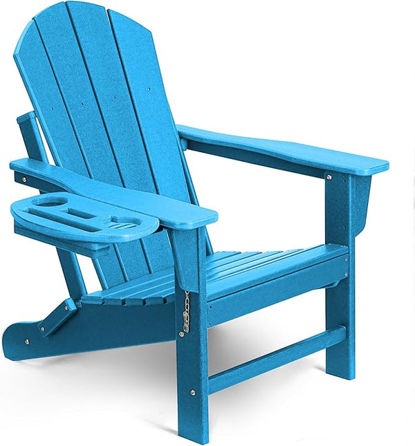 FOOWIN Folding Adirondack Chair, HDPE Adirondack Chairs with Cup Holder - Photo 1