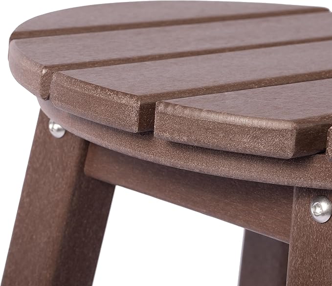 Costaelm 24" Height Outdoor Bar Stools, All-Weather Bar Stools, Adirondack Poly Patio Round Bar Stool for Patio, Deck, Kitchen Counter and Garden, Dark Brown