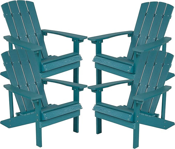 Flash Furniture Charlestown Poly Resin Adirondack Chair - Sea Foam - All Weather - Indoor/Outdoor - Set of 4 - Photo 1