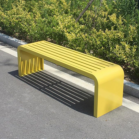Modern Outdoor Benches Weatherproof Backless Front Porch Bench Metal Garden Benches for Outdoors Sturdy Steel Frame Patio Benches for Outdoors, Backyard, Lawn(Yellow,100cm(39.37in))