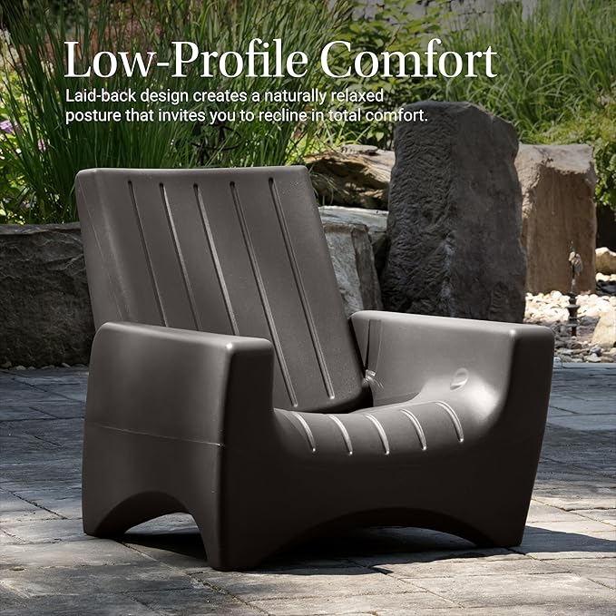Step2 Switchback Chair - Adirondack Chair for Patio, Porch, Pool, Fire Pit - Durable Outdoor Patio Chair with Back Support for Adults, Dark Cedar