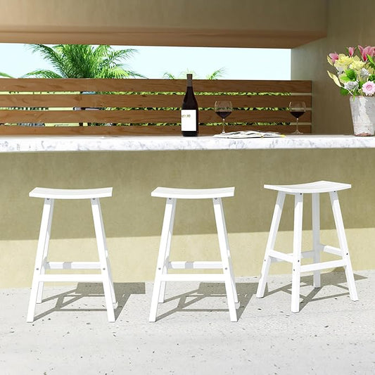 WestinTrends Malibu Malibu 29 Inch High Backless Seat Bar Stools (Set of 3), White