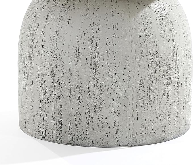 LuxenHome Rustic Outdoor Side Table, 16'' Concrete Small End Tables, Off White and Gray Weathered Accent Table for Patio, Indoor, Poolside, Backyard, Outside, Decorative Garden Stool, Plant Stand