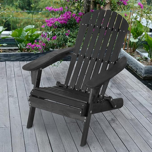 FDW Folding Adirondack Chair, All Weather Patio Chair Outdoor Fire Pit Chair for Patio Lawn Garden Backyard Deck Pool Beach