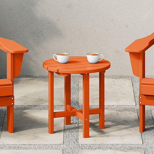 WestinTrends Dylan Adirondack Round Outdoor Side Table, Orange