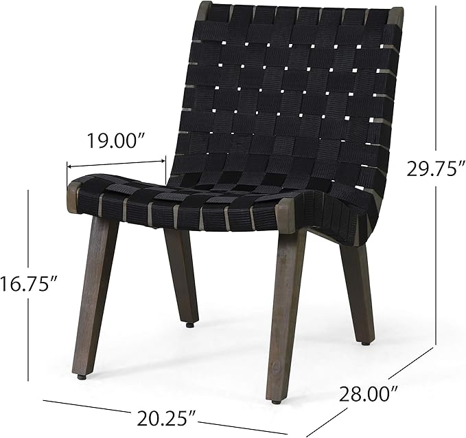 Christopher Knight Home Charlotter Outdoor Lounge Chair, Black + Gray
