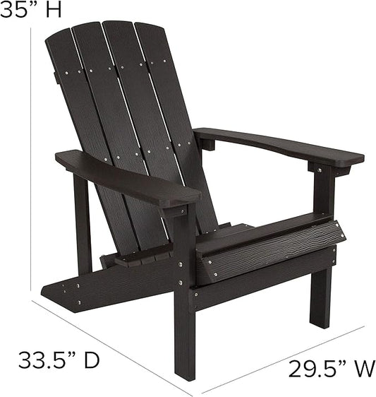 EMMA + OLIVER Outdoor Slate Gray All-Weather Poly Resin Wood Adirondack Chair