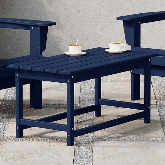WestinTrends Malibu Outdoor Coffee Table, 35" x 17.5" All Weather Poly Lumber Patio Adirondack Coffee Table for Garden Lawn Porch Balcony, Navy Blue