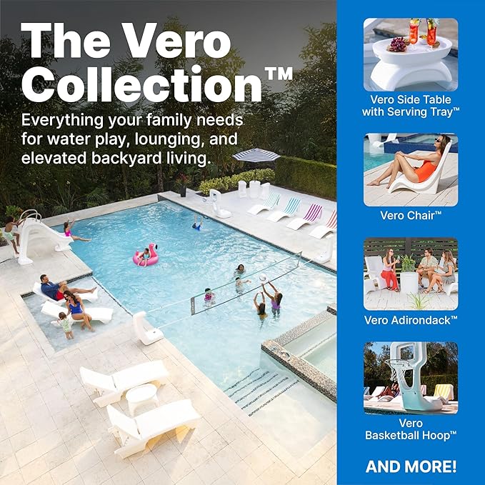 Step2 Vero Pool Lounger 2 Pack, Outdoor/Indoor Waterproof Patio Furniture, Pool Lounge Chairs, Use in Pools Up to 12 Inches of Water or Poolside Ledge, Made of Durable Plastic, Weighted, White