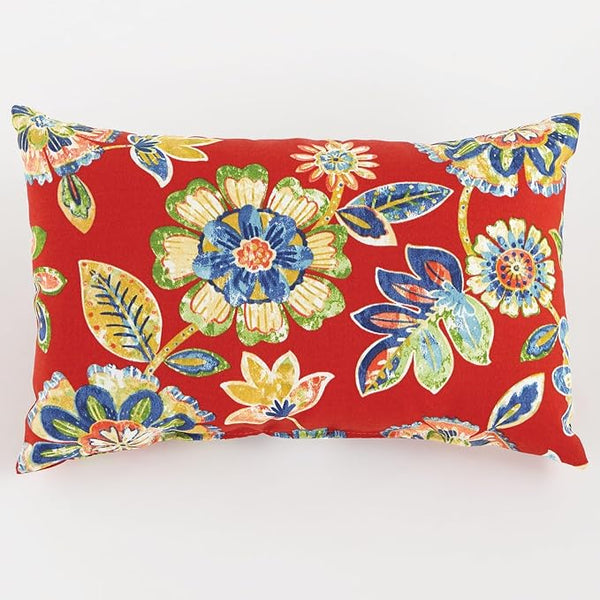 BrylaneHome Lumbar Pillow - 20" L x 13" W - Patio & Outdoor - Water, Stain & Fade Resistant - Daelyn Cherry - Photo 1