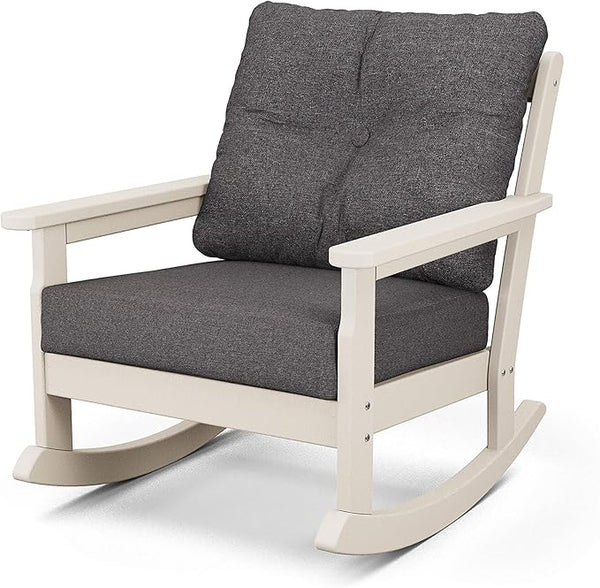 Polywood® Vineyard Rocking Chair, Sand/Ash Charcoal - Photo 1