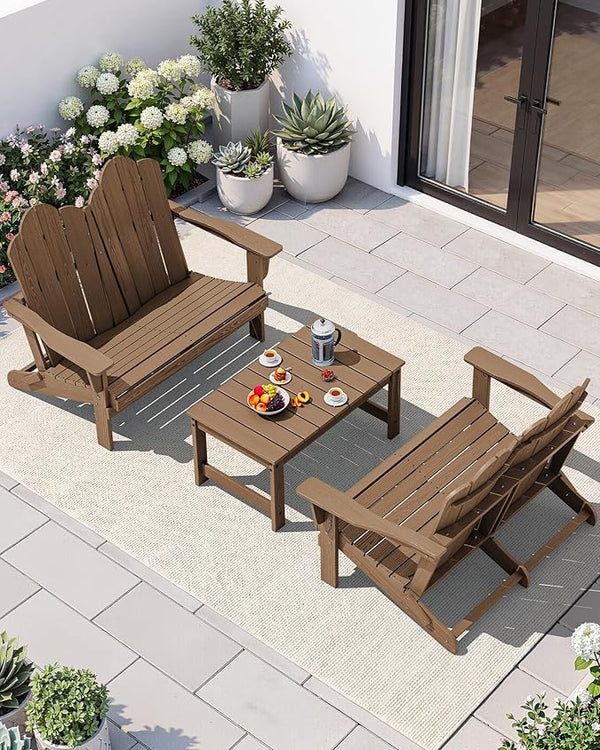 SERWALL 3 Pieces Patio Adirondack Bench Set - Photo 1