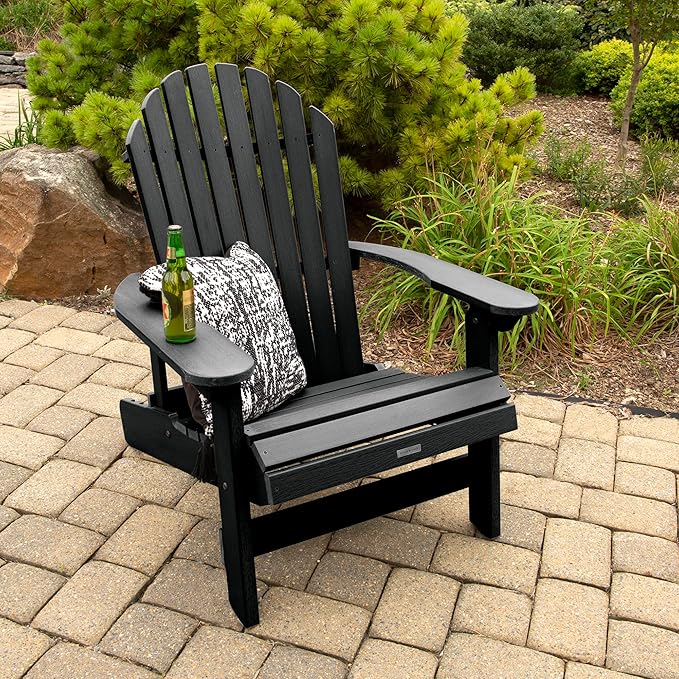 highwood Hamilton Folding and Reclining King Size Adirondack Chair, Black