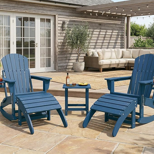 HDPE Adirondack Ottoman Foot Rest, Weather Resistant Outdoor Footstool for Adirondack Chair, Resin Patio Porch Poolside Lawn and Backyard Use