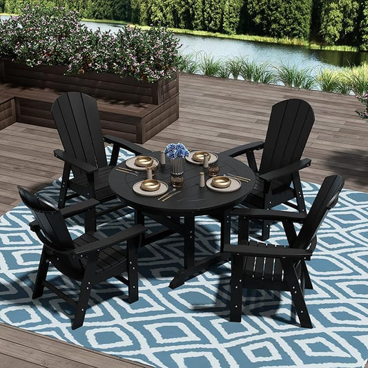 WO WESTIN OUTDOOR HDPE Laguna Adirondack Casual Patio Dining Chair,Black