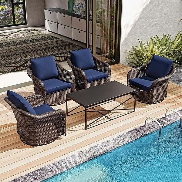 5 Pieces Outdoor Patio Conversation Furniture Set - Photo 1
