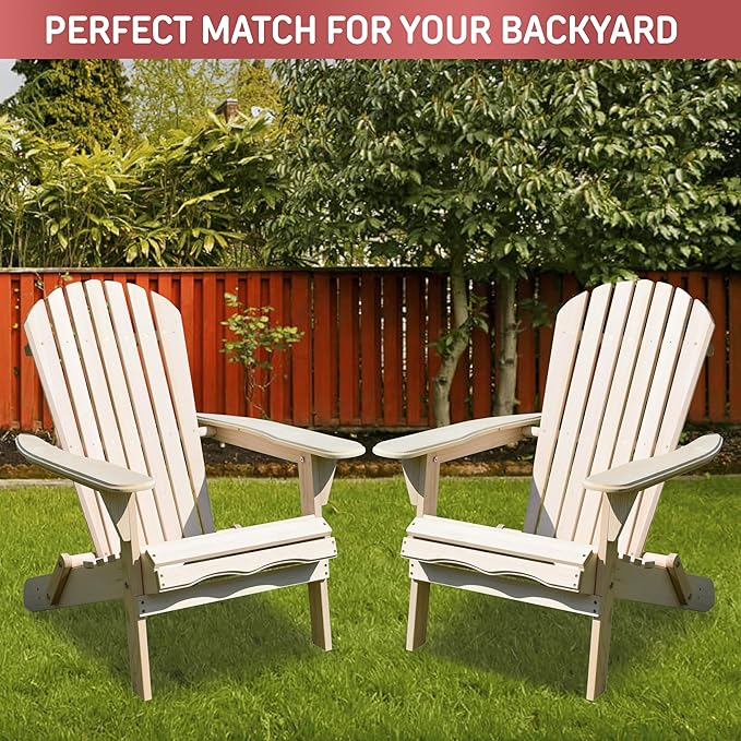 northbeam Folding Adirondack Chair - Weather-Resistant Composite Outdoor Adirondack Chair Kit for Patio, Lawn & Backyard - with Ergonomic Design, Wide Armrests & Easy Assembly