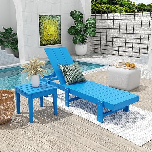Costaelm Small Outdoor Side Table, Patio End Table Weather Resistant Outdoor Coffee Table, Square Conversation Table for Indoor, Porch, Balcony, Garden, Poolside, Deck, Pacific Blue