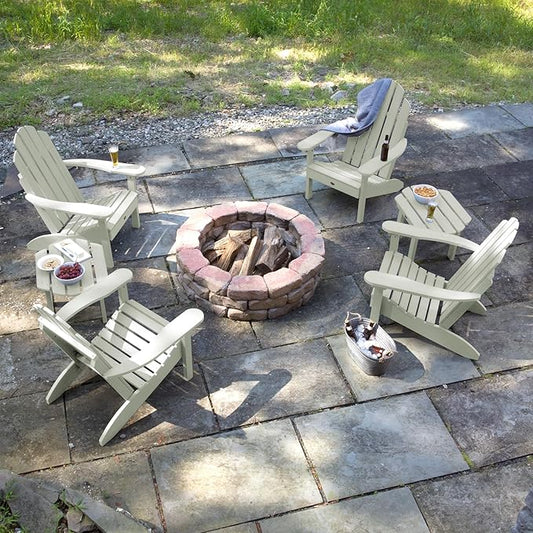 highwood Classic Westport Adirondack 6pc Set, Includes 4 Adirondack Chairs and 2 with Side Tables, Eucalyptus