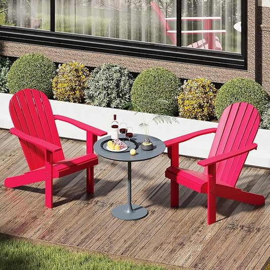 Giantex Acacia Wood Adirondack Chair Set of 2, Outdoor Fire Pit Chair with 105° Inclined Seat, High Backrest, 4" Wide Armrests, Patio Lounge Chair for Outside, Lawn, Backyard, Garden, Deck, Porch