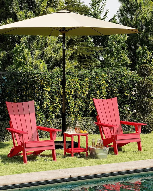 GREENVINES Folding-Adirondack-Chairs-Set-of-6 | HDPE Plastic | Arch Series | Fire Pit Chair | All Weather | for Outdoor Patio Deck Backyard Poolside | Red