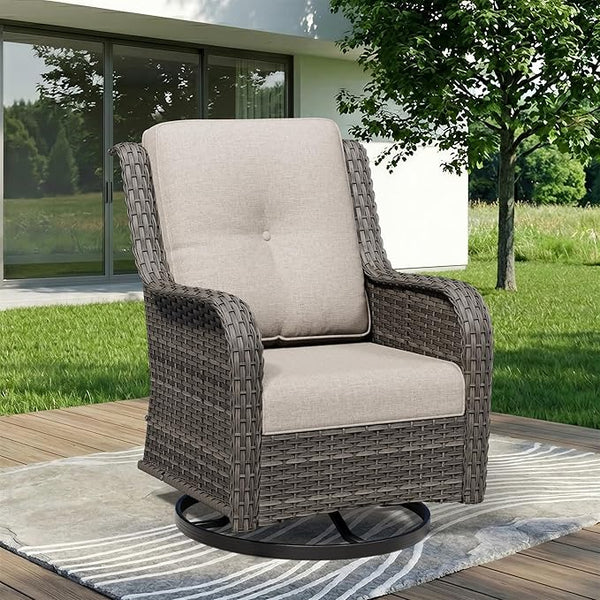 Outdoor Swivel Rocker Patio Chair - Outdoor Wicker Patio Furniture with Thickened Olefin Cushions - Photo 1