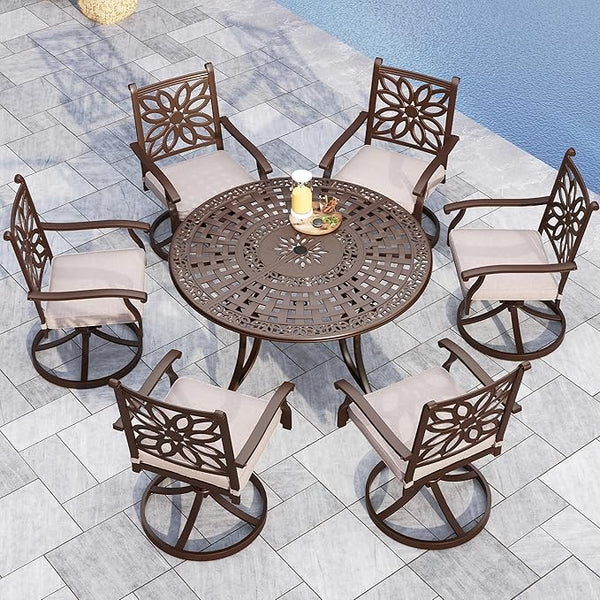 Sophia & William 7 Pieces Cast Aluminium Patio Dining Furniture Set for 6 - Photo 1