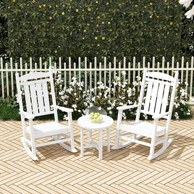 WO WESTIN OUTDOOR HDPE Laguna Classic Porch Rocking Chair (Set of 2), White
