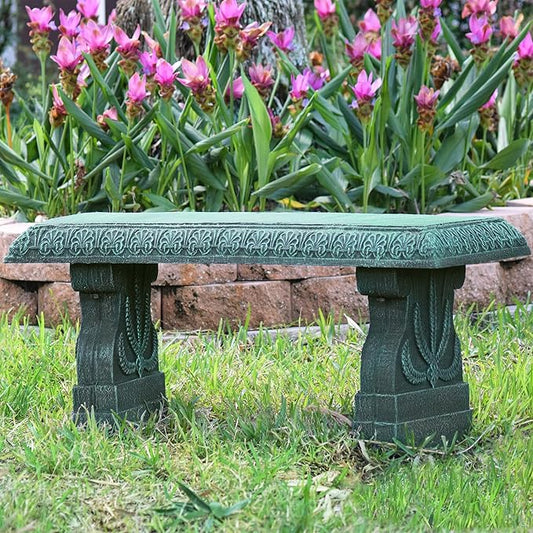 Arcadia Garden Products Outdoor Fiberclay Garden Bench for Patio, Porch, Park, Lightweight and Durable Outside Furniture Decor, Green