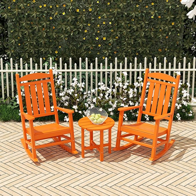 WO WESTIN OUTDOOR HDPE Laguna Classic Porch Rocking Chair (Set of 2), Orange
