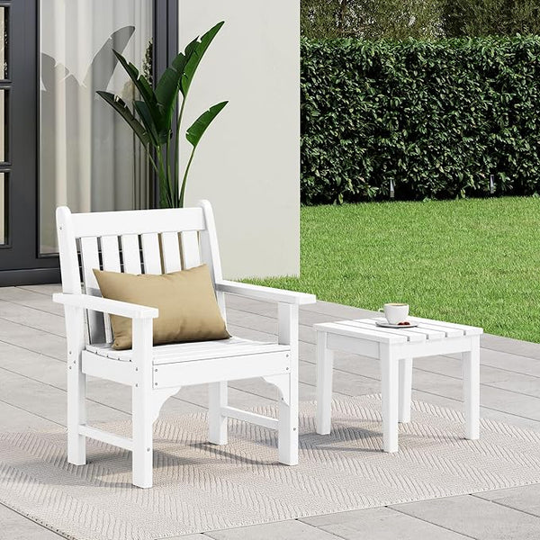 Costaelm Outdoor Patio Table and Chairs Set of 2, 2-Piece HDPE Garden Chair with Square Adirondack Side Table Set - Photo 1