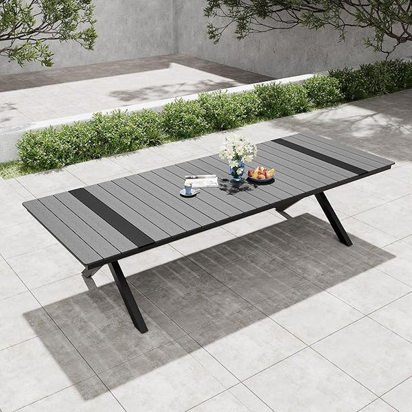 Pellebant 118" Outdoor Dining Table for 8-12, 10ft Aluminum Patio Table with Umbrella Hole - Photo 1